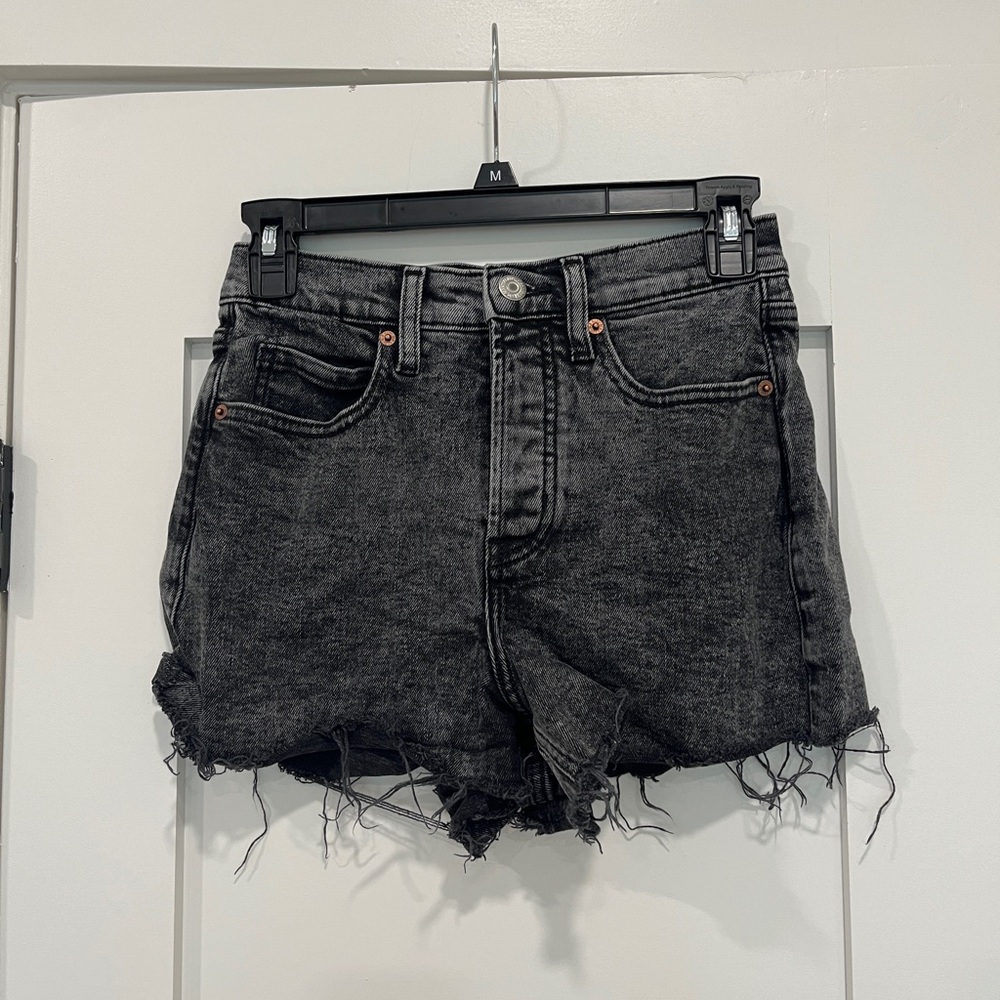 Black denim shorts